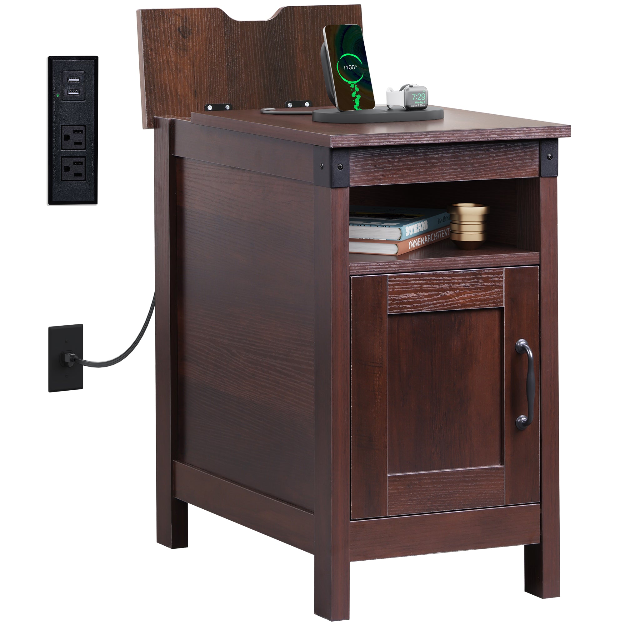 Side Table with Charging Station and USB Ports and Outlets | WLIVE 