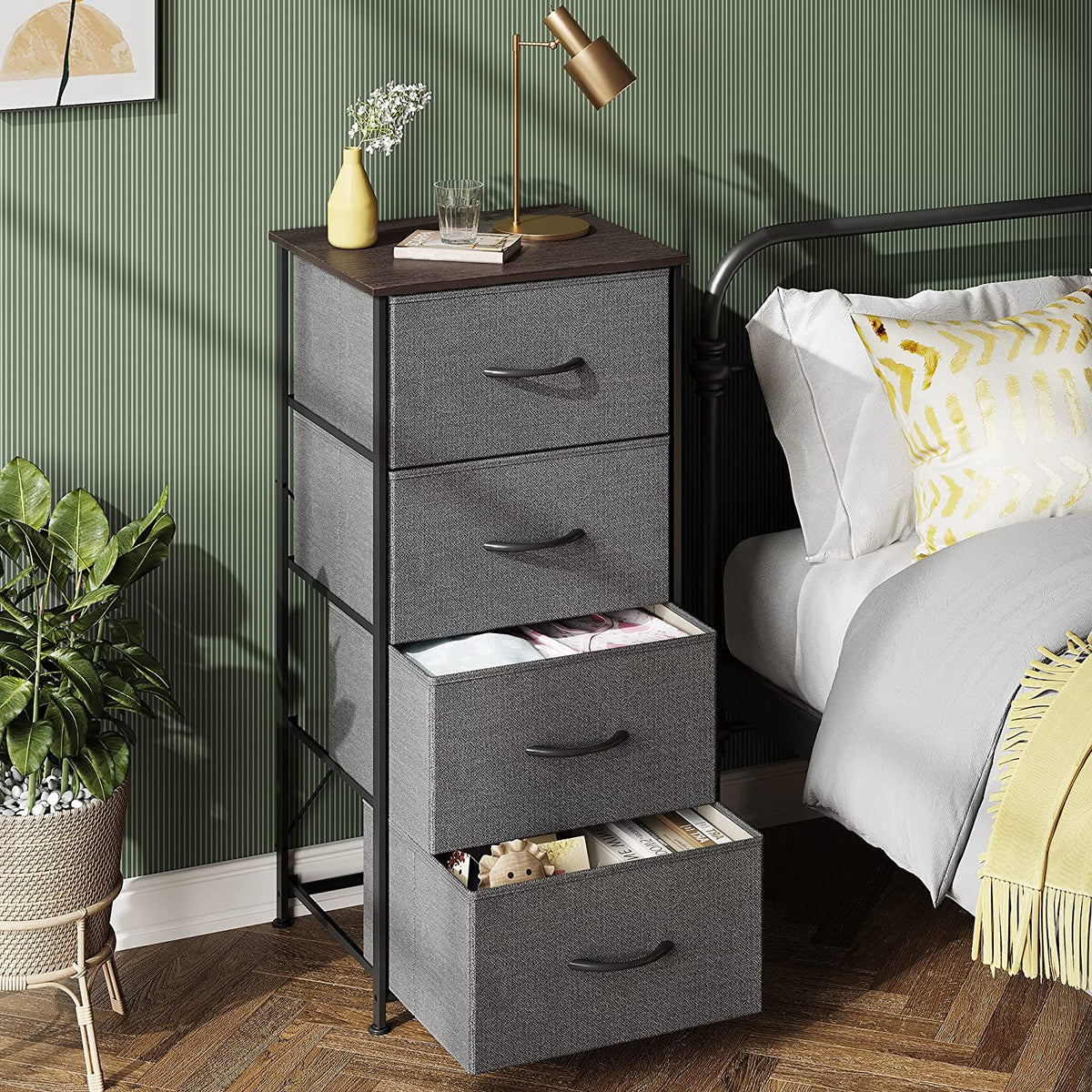  WLIVE Dresser with 3 Drawers, Fabric Nightstand