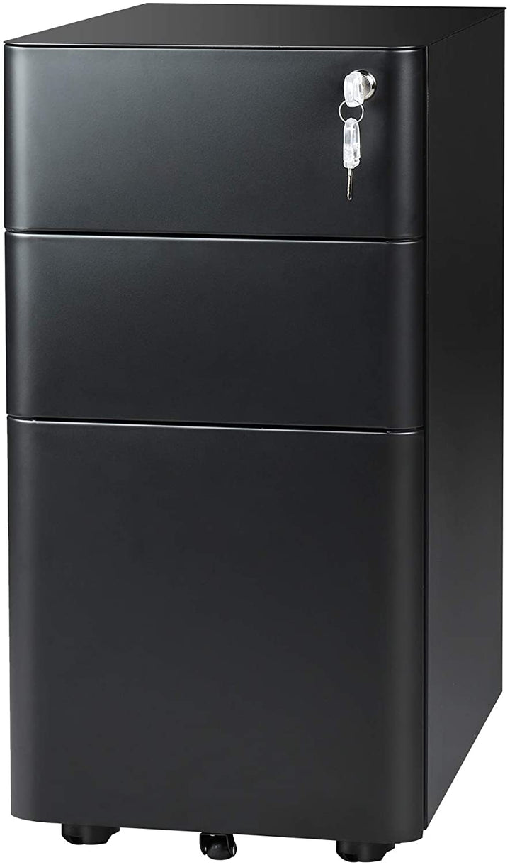 Metal 3 Drawer Slim Vertical File Cabinet with Lock | DEVAISE