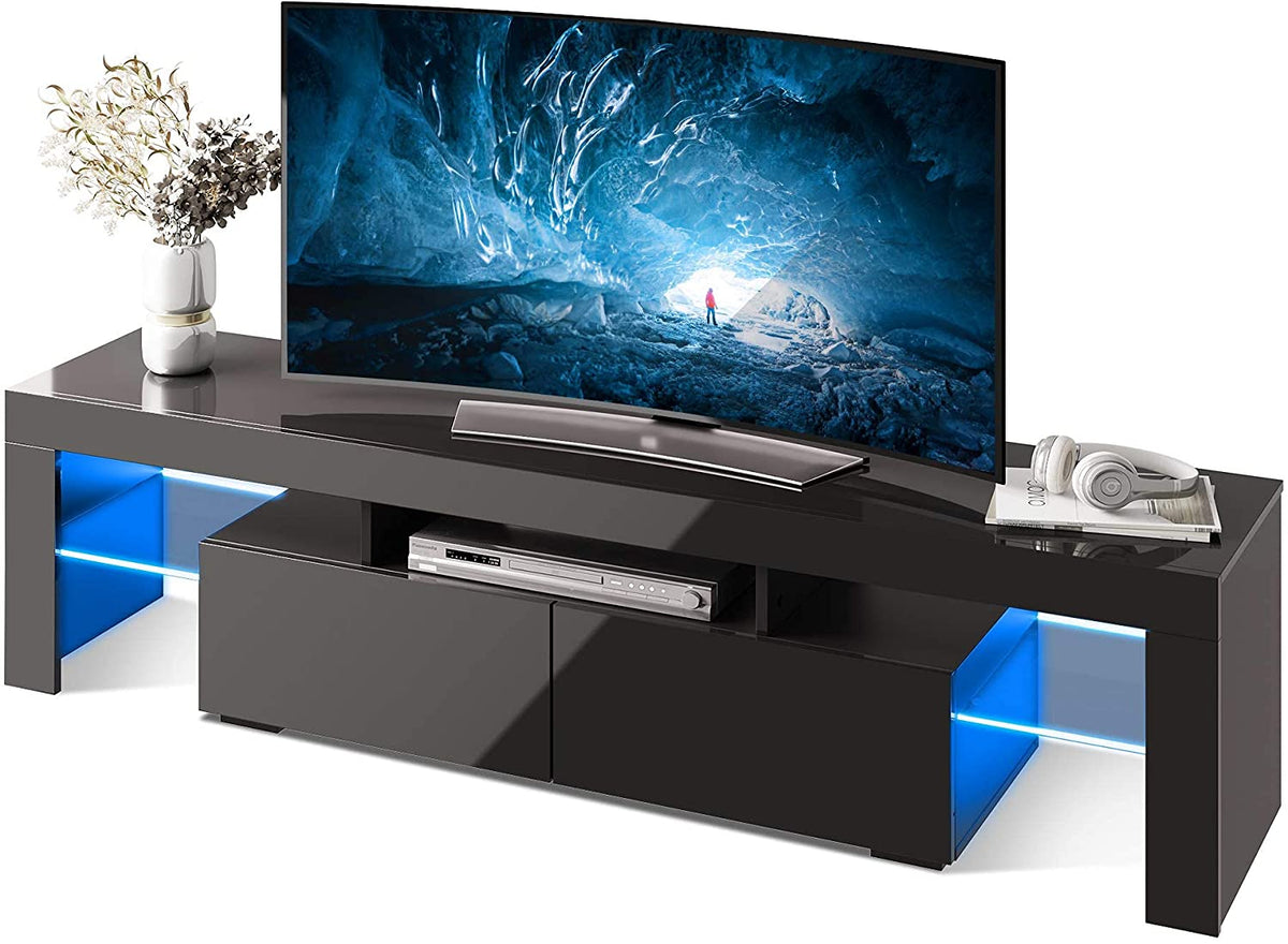 Black/White TV Stand with Led Lights | WLIVE – Devaise