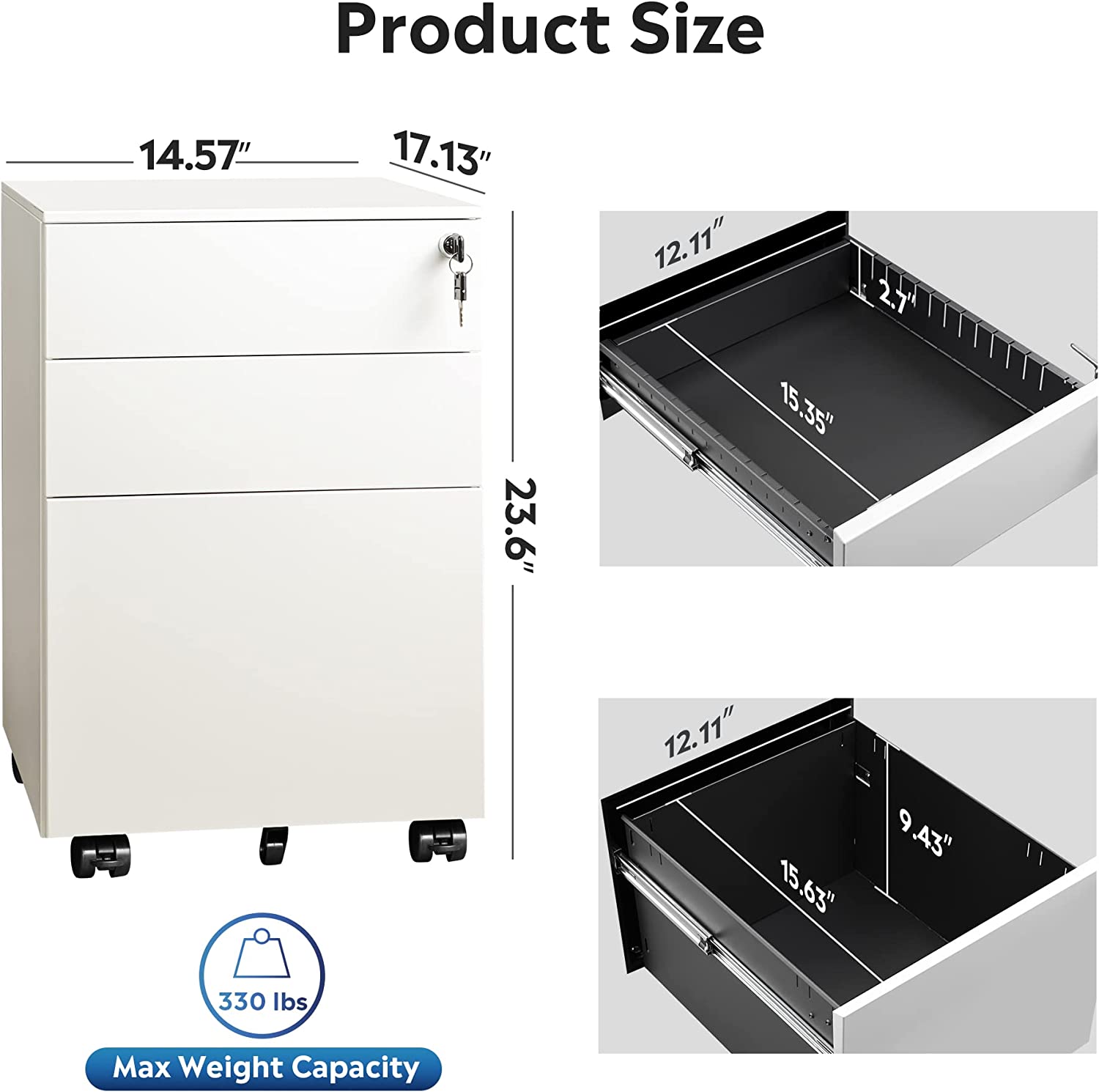 DEVAISE 2-Drawer outlet Mobile File Cabinet w/Lock,Commercial Vertical ((155.00 VALUE))